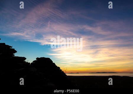 Sonnenuntergang über dem Atlantischen Ozean weg von Valentia Island, County Kerry Irland Stockfoto