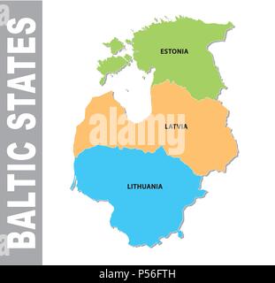 Bunte baltischen Staaten administrative und politische Vektorkarte Stock Vektor