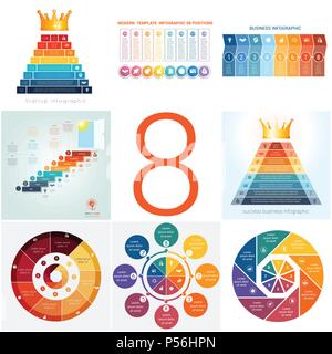 Set Universal vorlagen Elemente Infografiken konzeptionelle zyklische Prozesse für 8 Positionen möglich für Workflow, Banner, Grafik, Web Design, t Stock Vektor