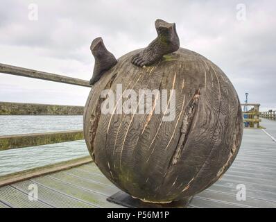 Zingst, Deutschland - 25. Januar 2018: Kunst und Attraktion auf der seebruecke - hölzerne Seebrücke in der Ostsee. Darss Halbinsel Fischland-Darß-Zingst Germ Stockfoto