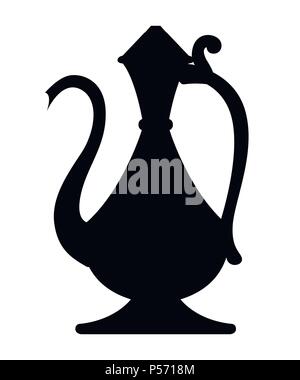 Schwarze Silhouette. Wunderschöne traditionelle Kaffeekanne. Arabisch classic Coffee Pot. Flat Style Vector Illustration. Auf weissem Hintergrund. Stock Vektor