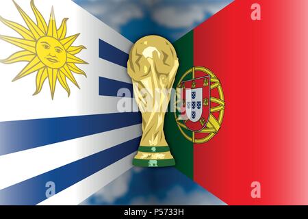 Russland 2018, Achtel der endgültigen, Uruguay - Portugal Stock Vektor
