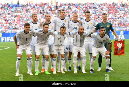 25 Juni 2018, Russland, Samara: Fussball: Wm, Gruppenphase, Gruppe A, 3 matchda: Uruguay vs Russland in Samara Stadion. Team Foto von Russland vor dem Spiel. Foto: Marius Becker/dpa Stockfoto