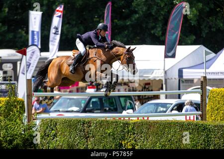 West Sussex, UK. 24 Jun, 2018. Joe Whitaker, Virginia. GBR. Die Al Shira'aa Derby. Die Al Shira'aa Hickstead Derby treffen. Springen. Der All England Parcours. Hickstead. West Sussex. UK. Tag 5. 24.06.2018. Credit: Sport in Bildern/Alamy leben Nachrichten Stockfoto