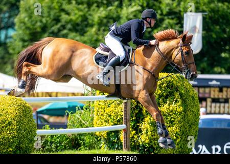 West Sussex, UK. 24 Jun, 2018. James Whiatker reiten Glenavadra Brillant. GBR. Die Al Shira'aa Derby. Die Al Shira'aa Hickstead Derby treffen. Springen. Der All England Parcours. Hickstead. West Sussex. UK. Tag 5. 24.06.2018. Credit: Sport in Bildern/Alamy leben Nachrichten Stockfoto