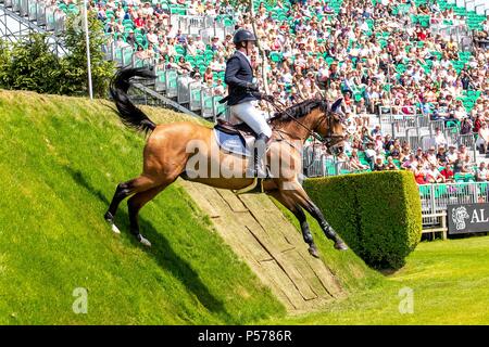 West Sussex, UK. 24 Jun, 2018. Graham Gillespie, Andretti. GBR. Die Al Shira'aa Derby. Die Al Shira'aa Hickstead Derby treffen. Springen. Der All England Parcours. Hickstead. West Sussex. UK. Tag 5. 24.06.2018. Credit: Sport in Bildern/Alamy leben Nachrichten Stockfoto