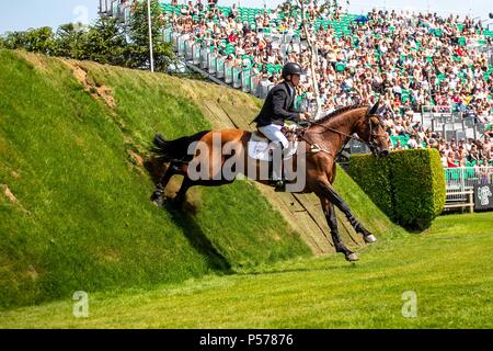 West Sussex, UK. 24 Jun, 2018. Shane Breen reiten kann Ya Makan. IRL. Die Al Shira'aa Derby. Die Al Shira'aa Hickstead Derby treffen. Springen. Der All England Parcours. Hickstead. West Sussex. UK. Tag 5. 24.06.2018. Credit: Sport in Bildern/Alamy leben Nachrichten Stockfoto