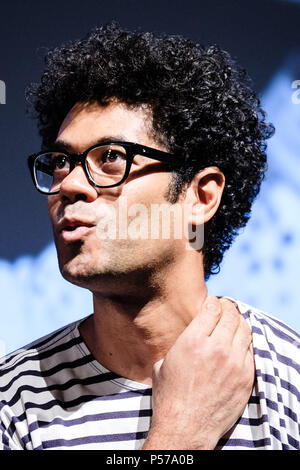 London, Großbritannien. 25. Juni 2018. London, Großbritannien. 25. Juni 2018. Richard Ayoade erscheint auf Mark Kermode Leben in 3D am Montag, dem 25. Juni 2018 in der BFI Southbank, London statt. Bild: Richard Ayoade. Credit: Julie Edwards/Alamy leben Nachrichten Stockfoto