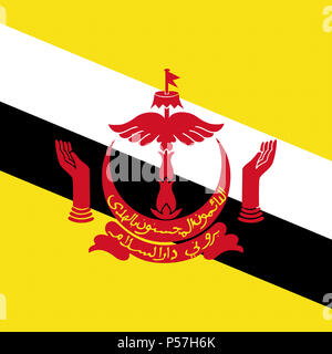 Offizielle Nationalflagge von Brunei Darussalam Stockfoto