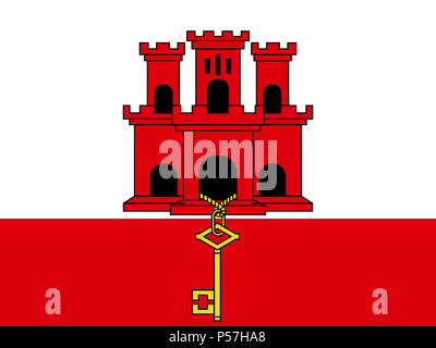 Offizielle Nationalflagge von Gibraltar Stockfoto