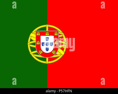 Offizielle Nationalflagge von Portugal Stockfoto