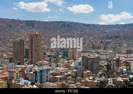 Blick auf die Stadt, das Meer der Häuser, La Paz, Bolivien Stockfoto