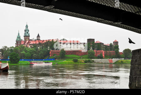 Weltberühmte Schloss Wawel in der Nähe der Weichsel, Krakau, Polen, Europa Stockfoto