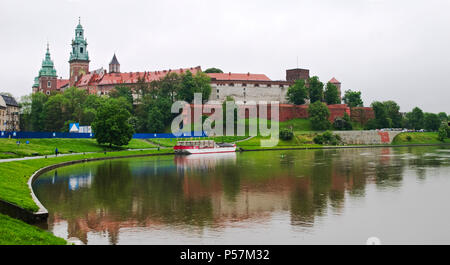 Weltberühmte Schloss Wawel in der Nähe der Weichsel, Krakau, Polen, Europa Stockfoto