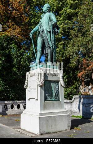 Straßburg, Johann Wolfgang Goethe Statue des Bildhauers Ernst Waegener 1904, Neustadt, Elsass, Frankreich, Europa, Stockfoto