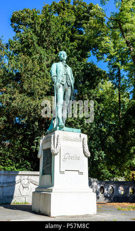 Straßburg, Johann Wolfgang Goethe Statue des Bildhauers Ernst Waegener 1904, Neustadt, Elsass, Frankreich, Europa, Stockfoto