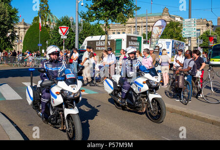 Straßburg, Bastille Day Parade, die Ausbildung von Polizisten Motorräder, Elsass, Frankreich, Europa, Stockfoto