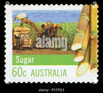 Australien - ca. 2012: Eine gebrauchte Briefmarke aus Australien feiert den Zucker Entscheidungsprozess ca. 2012. Stockfoto