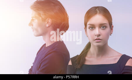 Closeup. conflictuale junges Paar. Das Konzept der Beziehung. Stockfoto