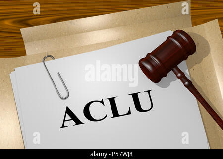 3D-Darstellung der ACLU Titel auf rechtliches Dokument. American Civil Liberties Union Stockfoto