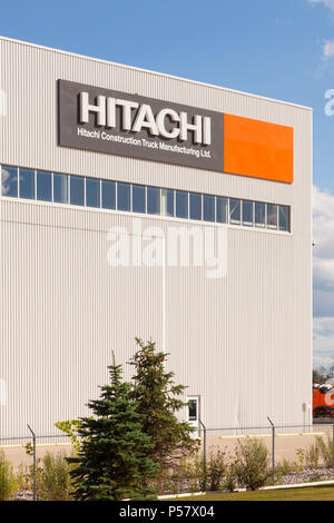 Die Hitachi Construction Truck Manufacturing Ltd facory in Guelph, Ontario, Kanada. Stockfoto