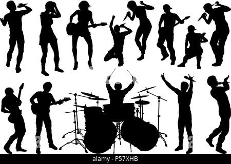 Musiker Gruppe Silhouetten Stock Vektor