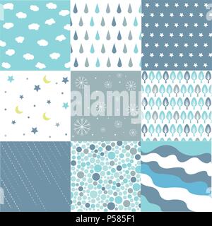 Wolken und Regen nahtlose Muster Stock Vektor