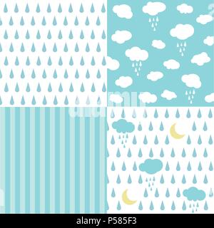 Wolken und Regen nahtlose Muster Stock Vektor