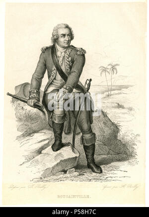 Louis Antoine de Bougainville (1729-1811), französischer Admiral und Explorer, kartenlänge Gravur Stockfoto