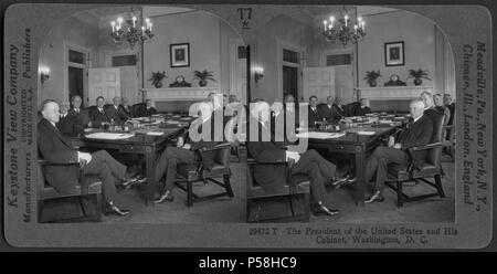 Der Präsident der Vereinigten Staaten, Calvin Coolidge, und seinem Kabinett, Washington DC, USA, Stereo Karte, Keystone View Company, 1925 Stockfoto