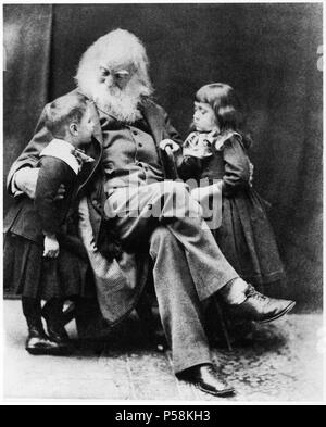 Walt Whitman (1819-92), amerikanischer Dichter, sitzt Portrait mit zwei Kindern, 1887 Stockfoto