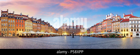 Panorama von Warschau odl Stadtplatz, Rynek Starego Miasta, Polen Stockfoto