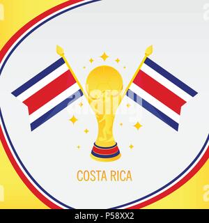 Costa Rica Fußball-Meister 2018 - Flagge und Goldene Trophäe/Cup Stock Vektor