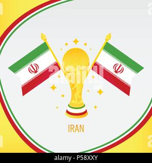 Iran Fußball-Meister 2018 - Flagge und Goldene Trophäe/Cup Stock Vektor