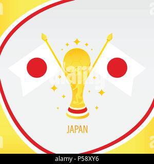 Japan Fußball-Meister 2018 - Flagge und Goldene Trophäe/Cup Stock Vektor