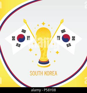 Südkorea Fußball-Meister 2018 - Flagge und Goldene Trophäe/Cup Stock Vektor