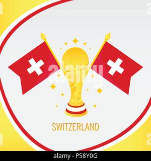 Schweiz Fußball-Meister 2018 - Flagge und Goldene Trophäe/Cup Stock Vektor