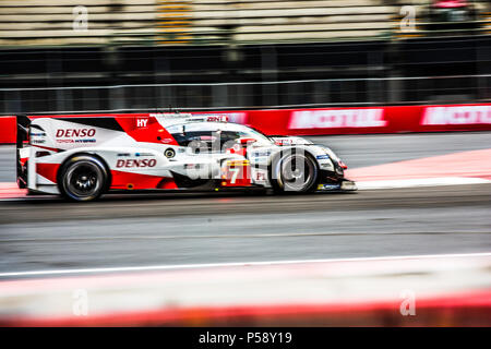 Mexiko City, Mexiko - September 01, 2017: Autodromo Hermanos Rodriguez. 6 Stunden von Mexiko, FIA WEC. TOYOTA GAZOO RACING Fahrer Mike Conway, Kamui Kobayashi oder Jose Maria Lopez, an der Toyota TS050 Hybrid Nr. 7, das in der Freien Praxis I. Stockfoto