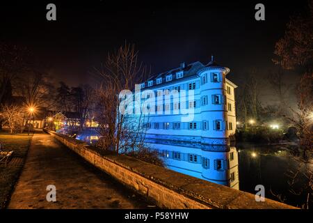 Wasserschloss Bad Rappenau, Deutschland, bei Nacht Stockfoto