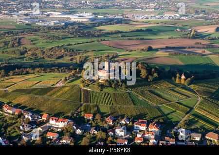 Luftaufnahme der Burg Steinsberg bei Sinsheim - Kraichgau - Deutschland Stockfoto
