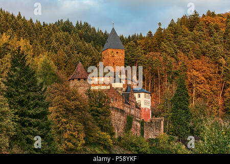 Schloss Zwingenberg in den Wald Stockfoto