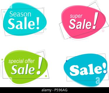 Set Farbige promotion Banner. Flache Kuppel geformt Aufkleber, Etikett Stock Vektor
