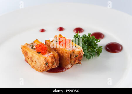 Meeresfrüchte, süße Kartoffeln, Kaiseki Stockfoto