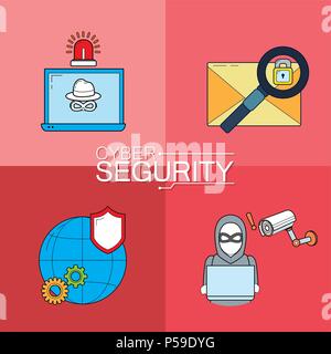 Der Cyber Security Icons collection Vector Illustration graphic design Stock Vektor