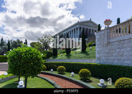 HAIFA, Israel - 25. MÄRZ 2018: Bahai World Center internationalen Archiven Gebäude Stockfoto