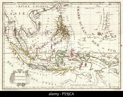 1810 Tardieu Karte von Ostindien, Singapur, Südostasien, Sumatra, Borneo, Java-Geographicus - EastIndies - tardieu-1810. Stockfoto