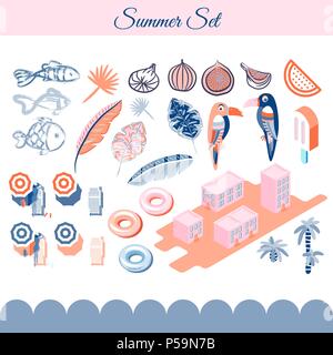 Sommerferien vector clip art Objekte. Stock Vektor