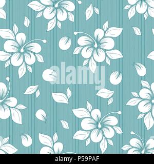Stumm Blumenmuster in blauen und weißen Farbtönen Zarte, nahtlose Vektor als Stoff Textur Stock Vektor