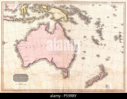 1818 Pinkerton Karte von Australien und Neuseeland - Geographicus - AustraliaNewZealand - Pinkerton-1818. Stockfoto