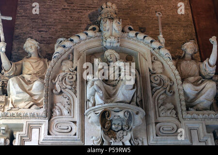 Sevilla, PORTUGAL - 26. MAI 2016: Details der Konzeption (1895-1927). Die Kathedrale von Sevilla (oder Kathedrale der Heiligen Maria des Siehe). Stockfoto